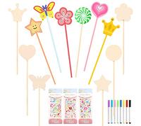 TOPJOWGA Bacchetta Magica DIY, 23 Pezzi Kit per Fai da Te Creativi Ragazza, Bacchette di Legno della Principessa, Bacchetta Magica Bambina, Kit per Attività Creative con il Legno per Bambini