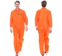 TOPJOWGA Tuta Classica Arancione per Prigionieri, Costume Fancy Dress Prigioniero, Costume Carcerato, Prigioniero Arancione, Costume da Detenuto, Costume Prigioniero per Adulti (185-195cm)