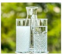 Topkapi 200.373 - Set di 3 pezzi in vetro per Raki/Ouzo "Bodrum", 2 bicchieri originali Raki Ouzo in cristallo e una caraffa, Raki godimento della passione