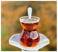 Topkapi Lina-Sultan Set da tè Turco, Vetro e Acciaio Inox, Trasparente