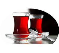 Topkapi Set completo di 18 pezzi da tè turco Damla Soft, 6 bicchieri da tè, 6 sottobicchieri, 6 cucchiaini da tè