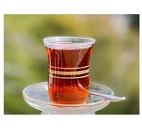 Topkapi - Set da tè turco da 18 pezzi Leyla Sultan con decorazioni in oro, composto da 6 bicchieri da tè, 6 piattini, 6 cucchiaini
