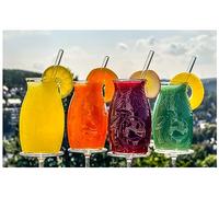 Topkapi Tiki Morita - Set di 13 bicchieri da cocktail Morita e cannuccia in vetro, 500 ml, XL, per 6 persone