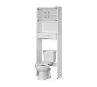 Topkit Mobili da Bagno sopra WC Gala 8950 Mobiletto del Bagno sopra la Toilette. con 2 Ante in Vetro Traslucido, temperato 5 mm. con Cerniere in Metallo. Colore Bianco