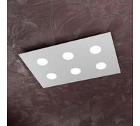 TOPLIGHT PLAFONIERA LED 6 LUCI IN METALLO GRIGIO MODERNA FORMA RETTANGOLARE L 60 CM
