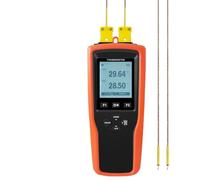 Toplionace Termometro Digitale Industriale ad Alta Precisione con Risoluzione 0,01 e Termocoppia a Contatto per Alte Temperature. (Doppio Canale)