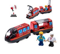 TOPLIVING Locomotiva ad azione a batteria (collegamento magnetico) - potente treno motore compatibile con Thomas, Brio, Chuggington binari in legno e treno, giocattolo per bambini (rosso)