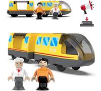 TOPLIVING Treno locomotiva a batteria (collegamento magnetico) - potente treno motore compatibile con Thomas, Brio, Chuggington - giocattolo per bambini - giallo
