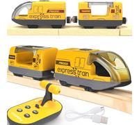 TOPLIVING Treno motorizzato per binari di legno, treno telecomandato con collegamento magnetico, treni locomotiva a batteria per bambini piccoli, compatibile con Thomas, Brio, Chuggington (senza