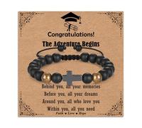 Toplstud Braccialetto con croce per figlio, nipote, fratelli, nipote, nipote, compleanno, laurea, regalo per ragazzi, gioielli religiosi per cristiani, Adjustable, Pietra, Agata