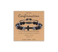 Toplstud Regali per la prima comunione e cresima per ragazzi, braccialetti con perline a croce per ragazzi, gioielli religiosi cristiani, regalo per figlio, nipote, figlioccio