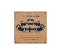 Toplstud Regali per la prima comunione e cresima per ragazzi, braccialetti con perline a croce per ragazzi, gioielli religiosi cristiani, regalo per figlio, nipote, figlioccio