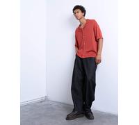 Topman - Camicia vestibilità comoda rossa con bottoni-Rosso L