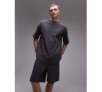 Topman - Felpa a maniche corte comoda in misto lino grigio antracite S