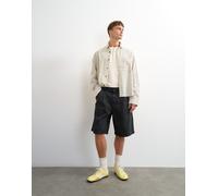 Topman - Pantaloncini bermuda a fondo ampio in twill nero con pieghe W30