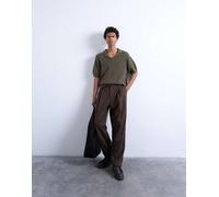 Topman - Polo in maglia all'uncinetto color kaki a quadri-Verde L