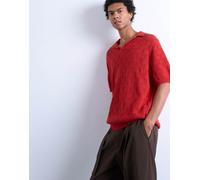Topman - Polo in maglia all'uncinetto rossa a quadri-Rosso 2XL