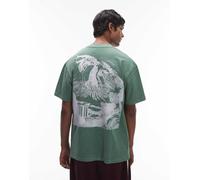 Topman - T-shirt premium oversize color salvia con stampa di Icaro-Verde XS