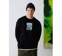 Topman x Alice Hartley - Felpa oversize nera con ricamo floreale sul davanti e sul retro-Nero S