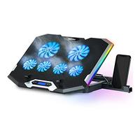 TopMate C11 - Base di raffreddamento per computer portatile RGB, supporto regolabile in altezza con 6 ventole silenziose e supporto per telefono, tappetino refrigerante per computer portatile da 15,6