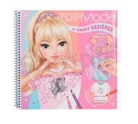 Depesche 13585 TOPModel T-Shirt Designer-Set di libri 60 pagine prestampate per disegnare magliette, inclusi 2 fogli di adesivi, stencil e modelli da colorare, Multicolore