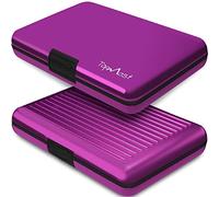TopMost Portafoglio in alluminio con blocco RFID, porta carte di credito, per uomini e donne, slot per 12 carte e banconote, viola, XS, porta carte e banconote