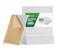Topnaca Confezione da 12 pannelli fonoassorbenti, quadrati, 30 x 30 x 0,9 cm, autoadesivi, ad alta densità, pannelli fonoassorbenti per pareti, studi di registrazione, casa, ufficio (bianco)