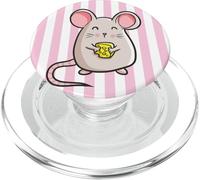 Topo animale super carino pastello a righe rosa cipria PopSockets PopGrip per MagSafe