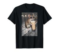 Topo Bere caffè Ghiacciato Città Divertente Animale Carino Meme Maglietta