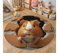 Topo Che Rompe Il Muro Di Mattoni Tappeto Rotondo, Animale Dei Cartoni Animati Tappeto Lavabile, Antiscivolo per Interni Tappeti per Camera Da Letto Bagno Corridoio Decorazione (160cm, Marrone )