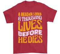 Topo di Biblioteca Lettura Un Lettore Dies Divertente Uomo T-Shirt 100% Cotone