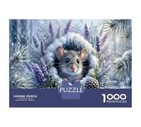 Topo invernalePuzzle 1000 Pezzi Cartone Spesso Allenamento Cognitivo Tana innevata Miglioramento Memoria Anziani, Tempo Libero, 38x26cm/1000pcs