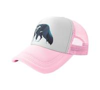 Topo Map Wolf Pack - Berretto da baseball in rete con stampa nera, traspirante, adatto per pesca ed escursionismo, Rosa, L