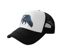 Topo Map Wolf Pack - Berretto da baseball in rete con stampa nera, traspirante, adatto per pesca ed escursionismo, Nero, L