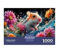 Topo Puzzle da Assemblare in Bundle Carta Spessa Criceto nei Fiori Decorativo Gioco per la Famiglia 38x26cm/1000pezzi