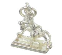 Topo seduto sulla trappola che mangia formaggio ciondolo in argento sterling .92