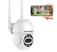 Topodome Telecamera Wi-Fi per interni ed esterni - Telecamera di sorveglianza PTZ 1080P con visione notturna a infrarossi invisibile 940 nm, audio a due vie, rilevamento automatico, riconoscimento