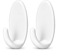 topolenashop 2 Ganci Adesivi da Parete Grandi 10,5 x 6 x 4 cm in Plastica ABS - Appendini Ovali Autoadesivi Impermeabili Portata Max 2 kg per Bagno, Cucina, Casa e Ufficio | 59675