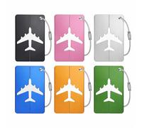 Topolenashop 6 Etichette per Bagagli in Alluminio con Anelli in Acciaio - Targhette Valigia Impermeabili Colorate per Aereo, Trolley, Zaini, Borse Sportive e Bagaglio da Viaggio | 90159