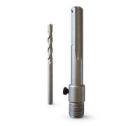 Topolenashop Asta Adattatore SDS Max M22 x 2 da 160 mm per Fresa a Tazza con Punta di Centraggio Ø8 x 110 mm in Widia, Supporto Filettato per Corone Cave e Carotatrici su Muratura e Cemento
