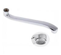 Topolenashop Canna di Ricambio Cromata 30CM per Rubinetto a Muro Becco Girevole Universale per Miscelatore Cucina o Vasca Attacco Standard, Curva Orientabile, Finitura Lucida Anti-Corrosione 69673