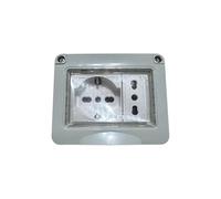 Topolenashop Cassetta Elettrica Esterna IP55, Cassetta Elettrica da Muro, Scatola Esterna Presa per Apparecchi Elettrici (BOX Schuko + 1 Presa Bipasso)