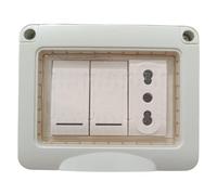 Topolenashop Cassetta Elettrica Pronta all’Uso per Esterni IP55 - Scatola da Muro con 1 Presa Impermeabile e 2 Interruttori con Sportellino Protettivo - Box Anti-Intemperie per Apparecchi Elettrici