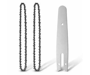 Topolenashop Lama e Barra Motosega 10” + 2 Catene 56 Maglie Passo 1/4” - Kit Ricambio Barra Guida e Catena per Motoseghe Elettriche e a Batteria - 07836