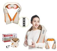 Topolenashop Massaggiatore Shiatsu Termico Cervicale per Collo Spalle Schiena | Neck Massager con 8 Testine, Calore, Velocità Regolabile | Per Gambe, Glutei, Polpacci, Auto e Casa