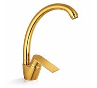 Topolenashop Miscelatore Cucina Oro Monocomando - Rubinetto Lavello con Canna Alta Girevole 360°, Aeratore Anticalcare, Flessibili Inclusi, Design Moderno | 94015