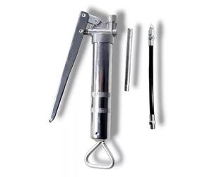 topolenashop Pompa Ingrassatore Manuale 100 ml - Pistola per Grasso con Prolunga Rigida e Flessibile, Testine per Ingrassaggio, per Auto, Mezzi Agricoli e Officina
