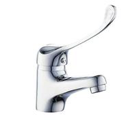 Topolenashop Rubinetto Miscelatore Lavabo Leva Clinica a Gomito - Monocomando in Ottone Cromato con Leva Lunga - Completo di Flessibili e Kit Montaggio | 69205