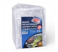Topolenashop Sacchetti Sottovuoto Alimenti BPA Free 16x24 cm - 25 Buste Goffrate per Cottura e Conservazione - Compatibili con Tutte le Macchine Sottovuoto - Uso Alimentare 64419