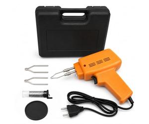 Topolenashop Saldatore Istantaneo a Pistola 100W con LED Integrato e Valigetta - Saldatore Elettrico Per Stagno con 2 Punte di Ricambio, Pasta Saldante e 10 g di Stagno | P701301